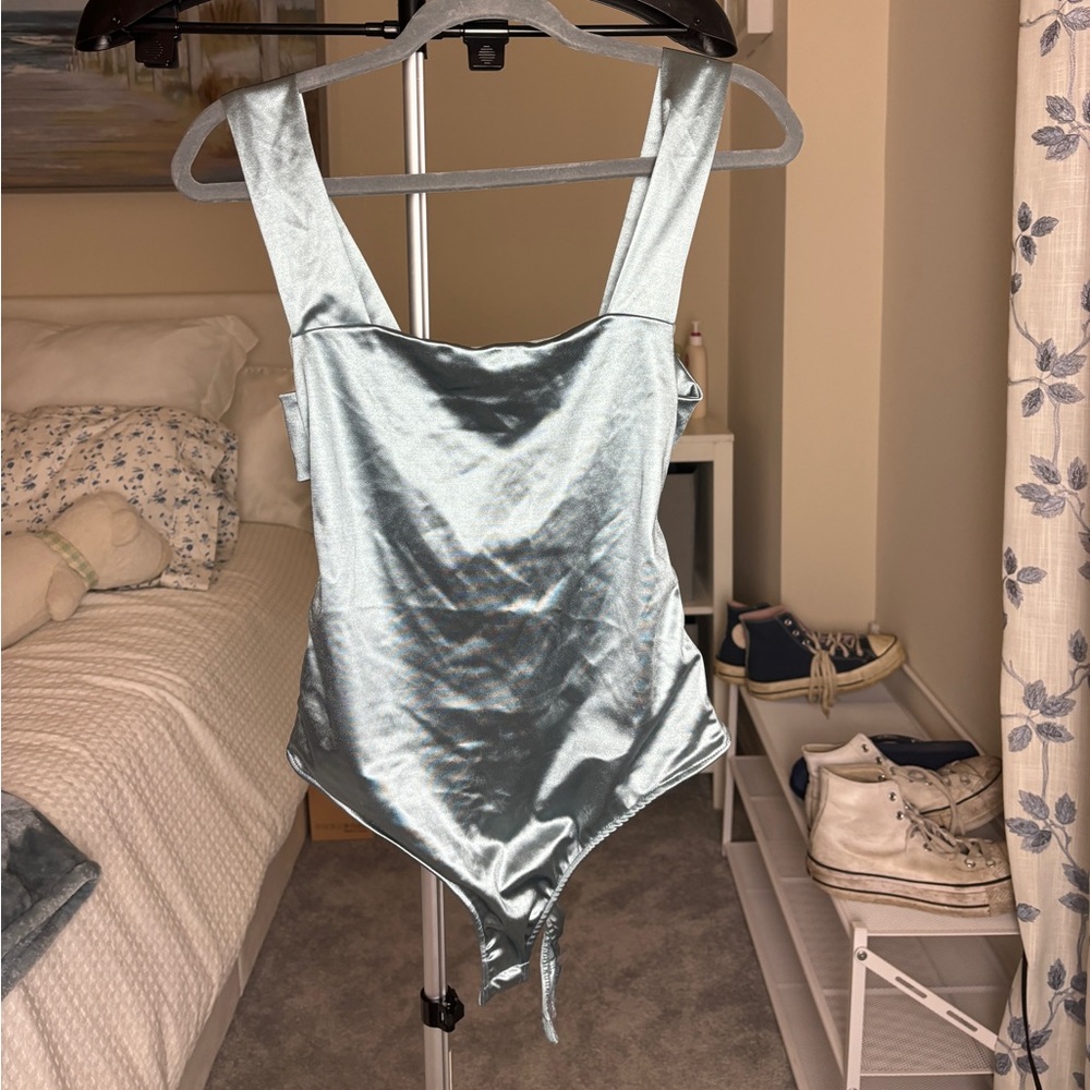 Metallic Blue Free People Bodysuit